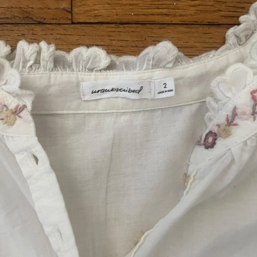 Unsubscribed Embroidered Floral Blouse in White MSRP $280